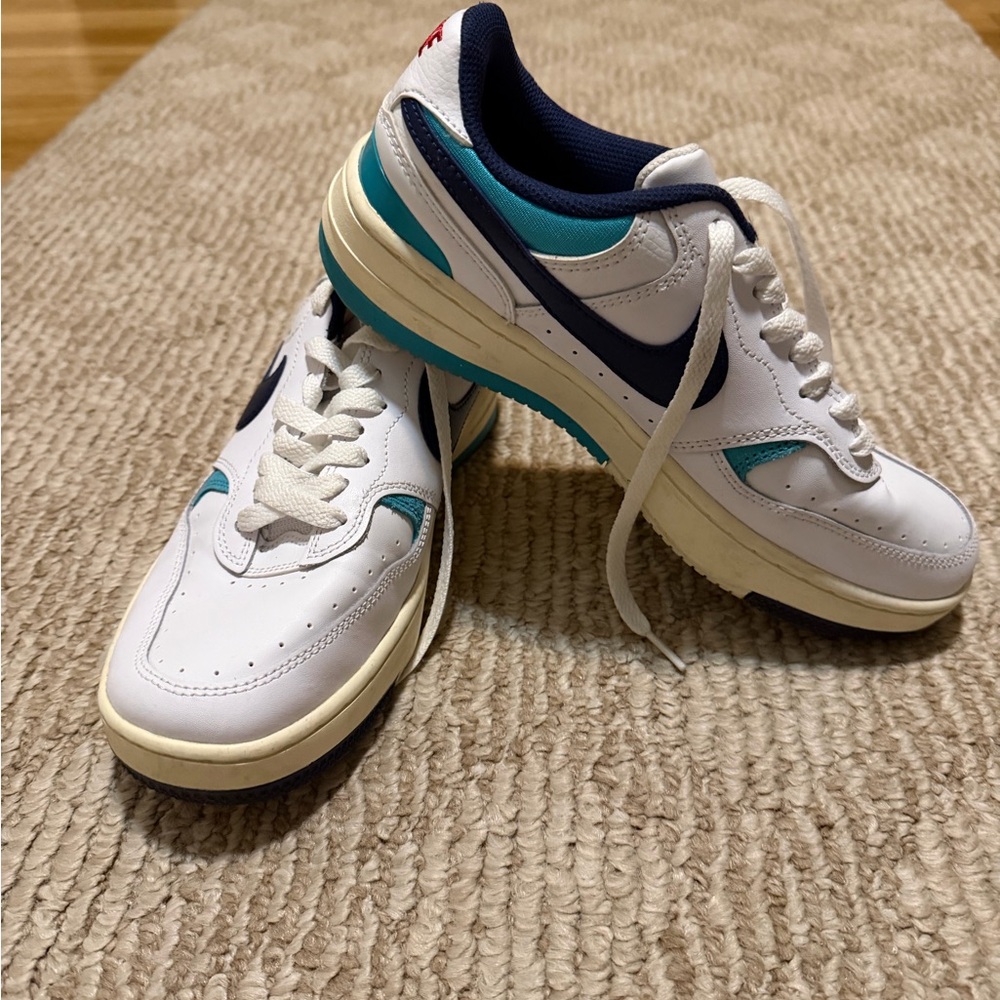 Nike White and Teal Sneakers